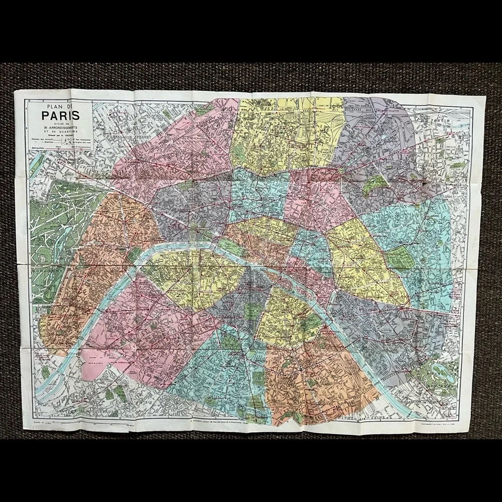 Beautiful map of Paris NewBo Paris monumental vintage - Picture 2 of 15